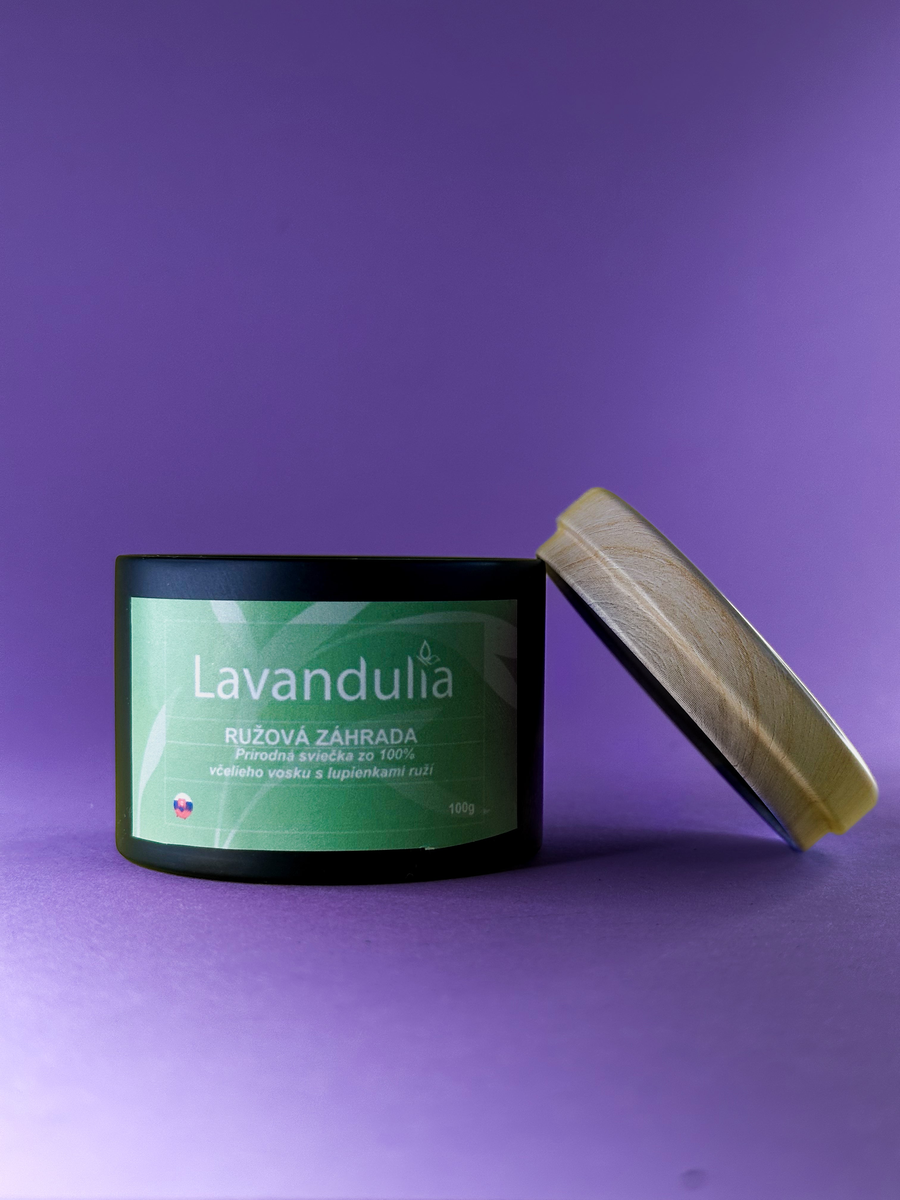 Růžová zahrada - přírodní svíčka ze 100% včelího vosku s růží